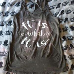 It is what it is, fandom, goth, funny, bleached racerback Tank top